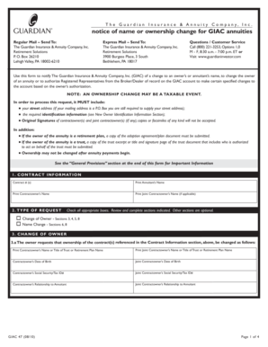Guardian Insurance Annuity Name Change Form