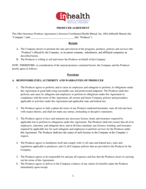 Ohio Insurance Producer Agreement