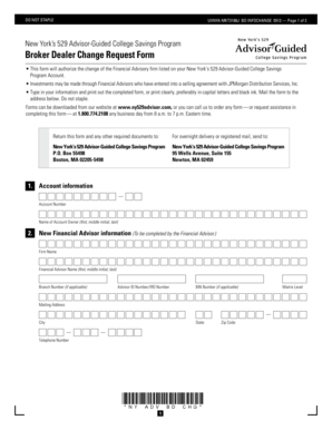 New York 529 Advisor-Guided College Savings Program Broker Dealer Change Request Form