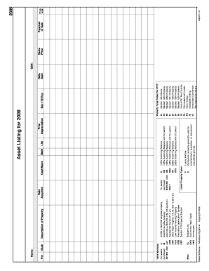 2009 Asset Listing Form