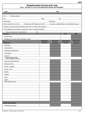 2010 Supplemental Income and Loss Form