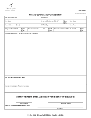 Workers’ Compensation Witness Report