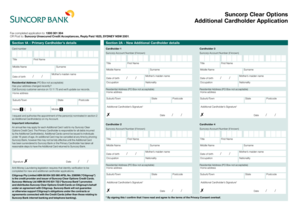 Suncorp Clear Options Additional Cardholder Application