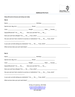Pet Information Form
