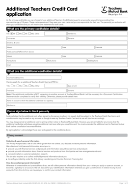 Teachers Credit Card Additional Card Application