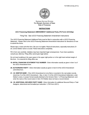 Tennessee UCC3Ap Financing Statement Amendment
