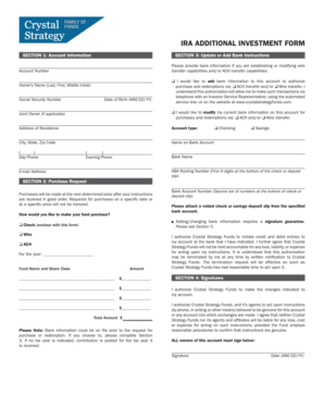 IRA Additional Investment Form