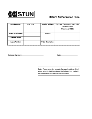Return Authorization Form