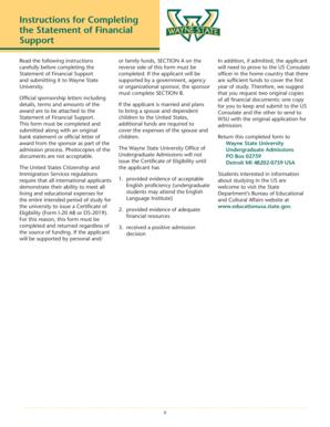 Statement of Financial Support