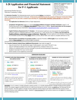 I-20 Application and Financial Statement