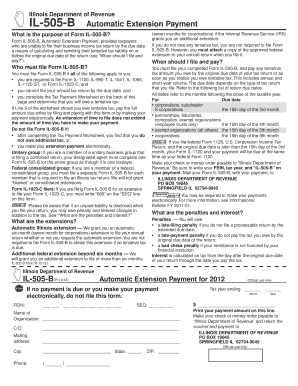 Illinois Automatic Extension Payment Form IL-505-B