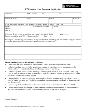 UTS Student Loan Extension Application