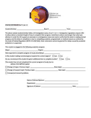 F-1 or J-1 Status Extension Form