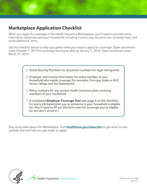 Health Insurance Marketplace Application Checklist