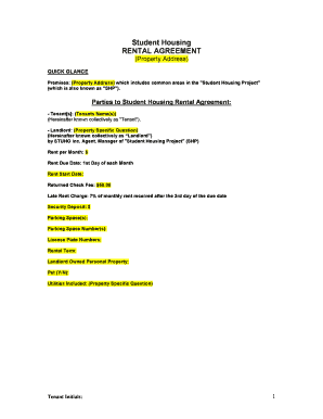Student Housing Rental Agreement
