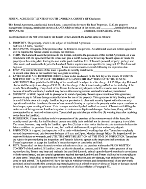 South Carolina Residential Lease Agreement