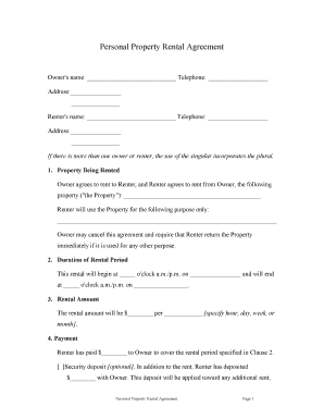 Personal Property Rental Agreement