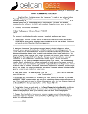 Short Term Rental Agreement