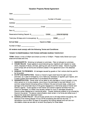 Vacation Property Rental Agreement