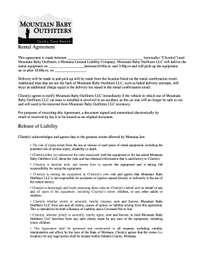 Montana Rental Agreement and Release of Liability