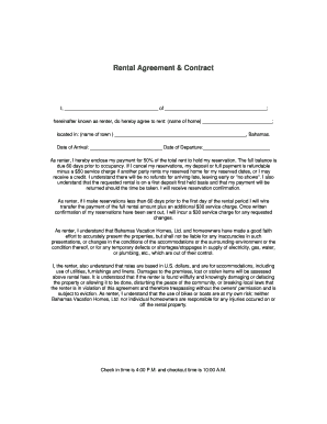 Bahamas Vacation Rental Agreement