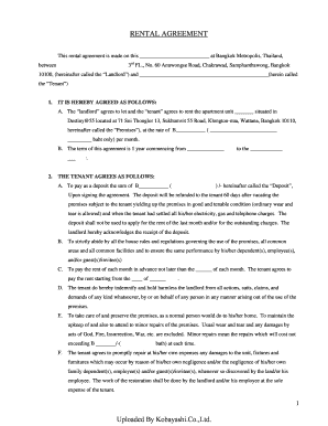 This rental agreement is made on this at Bangkok Metropolis, Thailand, - kobayashi co