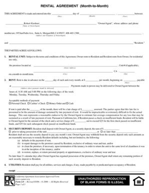 California Month-to-Month Rental Agreement