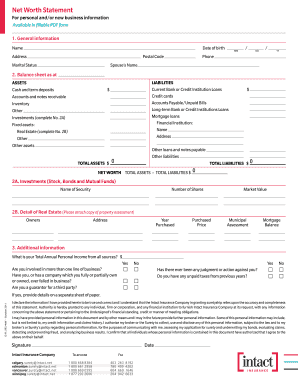 Net worth statement - Net Worth Statement - McFarlane & Company