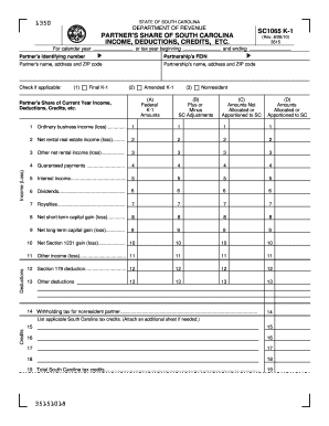 South Carolina SC1065 K-1 Form