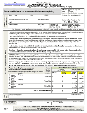 University of Wisconsin 403(b) Salary Reduction Agreement