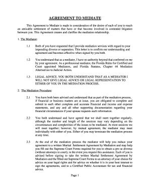 Fillable Online 03-AGREEMENT TO MEDIATE 600. Florida ...
