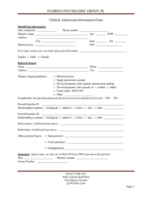 Child & Adolescent Information Form