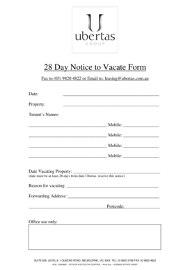 28 Day Notice to Vacate Form