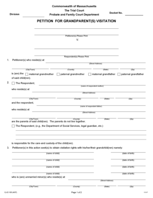 Massachusetts Grandparent Visitation Petition