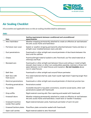 Air Sealing Checklist