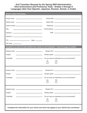 Oral Translator Request Form