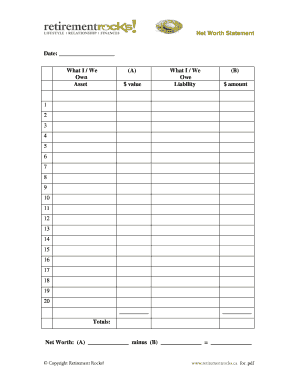 Net Worth Statement Form