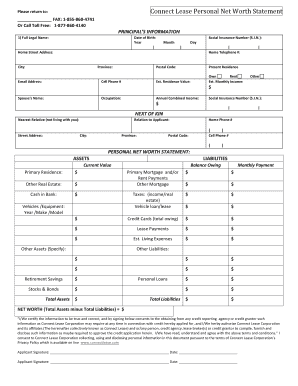 Personal net worth - Personal Financial Net Worth Statement - Connect Lease