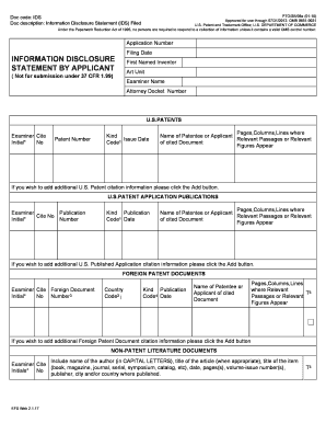 USPTO Information Disclosure Statement Form