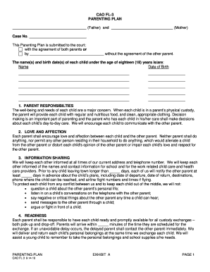 Florida Parenting Plan Form FL-3