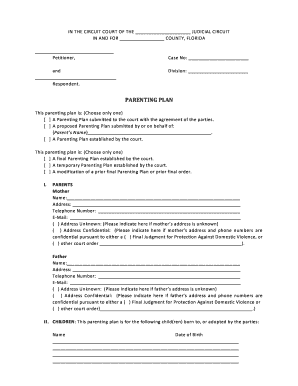 Florida Parenting Plan