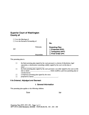 Washington State Parenting Plan Form