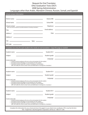 Request for Oral Translator Form