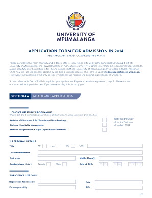 University of Mpumalanga Application Form