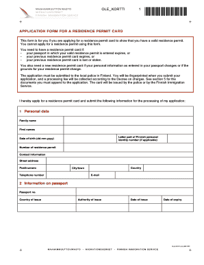 Finland Residence Permit Card Application Form