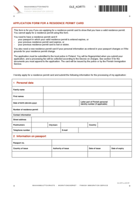 Finland Residence Permit Card Application Form