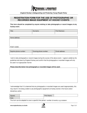 England Hockey Photo Permission Form