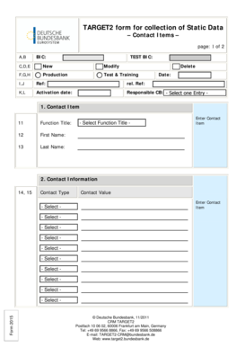 TARGET2 Static Data Collection Form