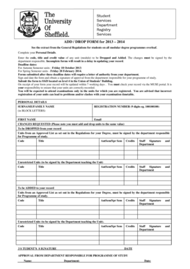 Student Add Drop Form 2013-2014