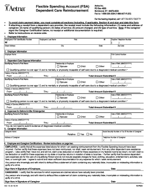 Aetna Dependent Care Reimbursement Form